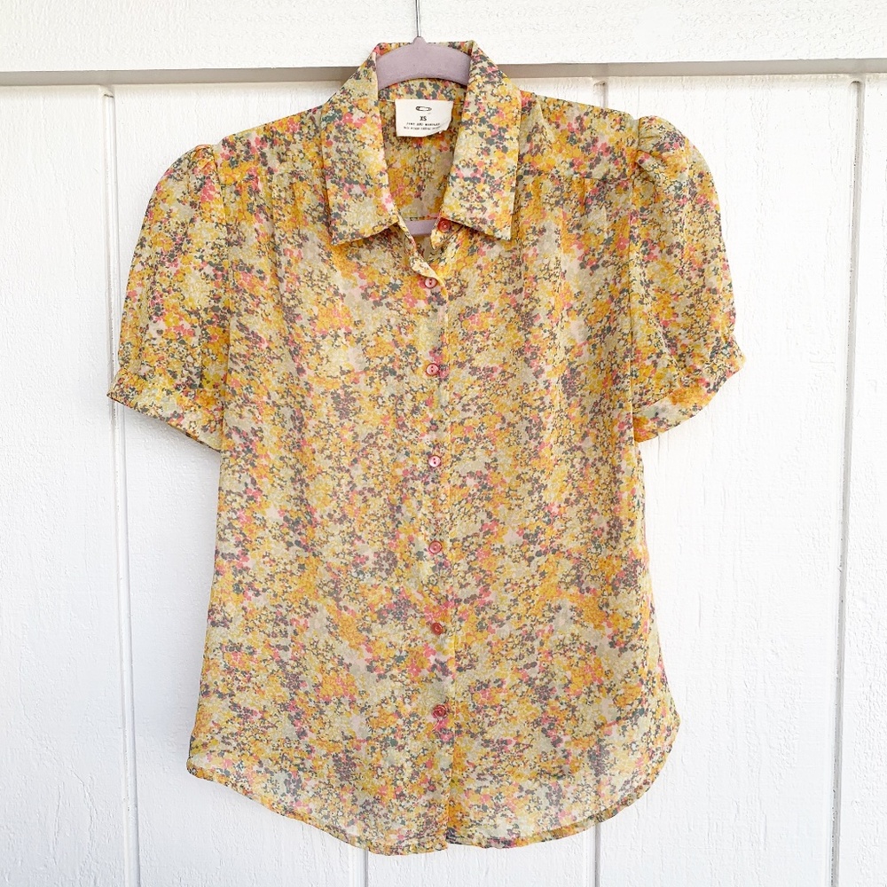 🚘MOVING🚘 UO Pins & Needles Yellow Sheer Top XS